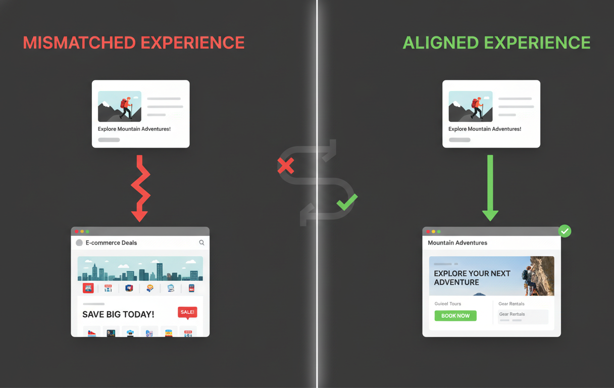 landing page and ad message match